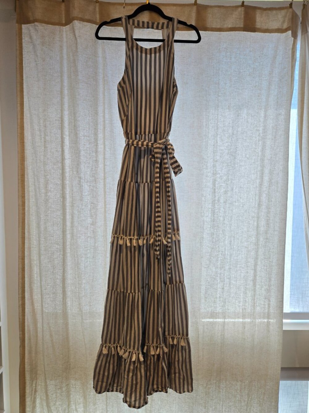 Eliza J - Tiered Tassel Fringe Cotton Maxi Dress - Picture 8 of 9